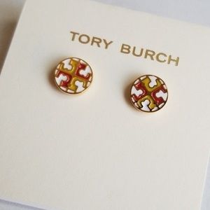 Tory Burch Enamel Logo Stud Earrings